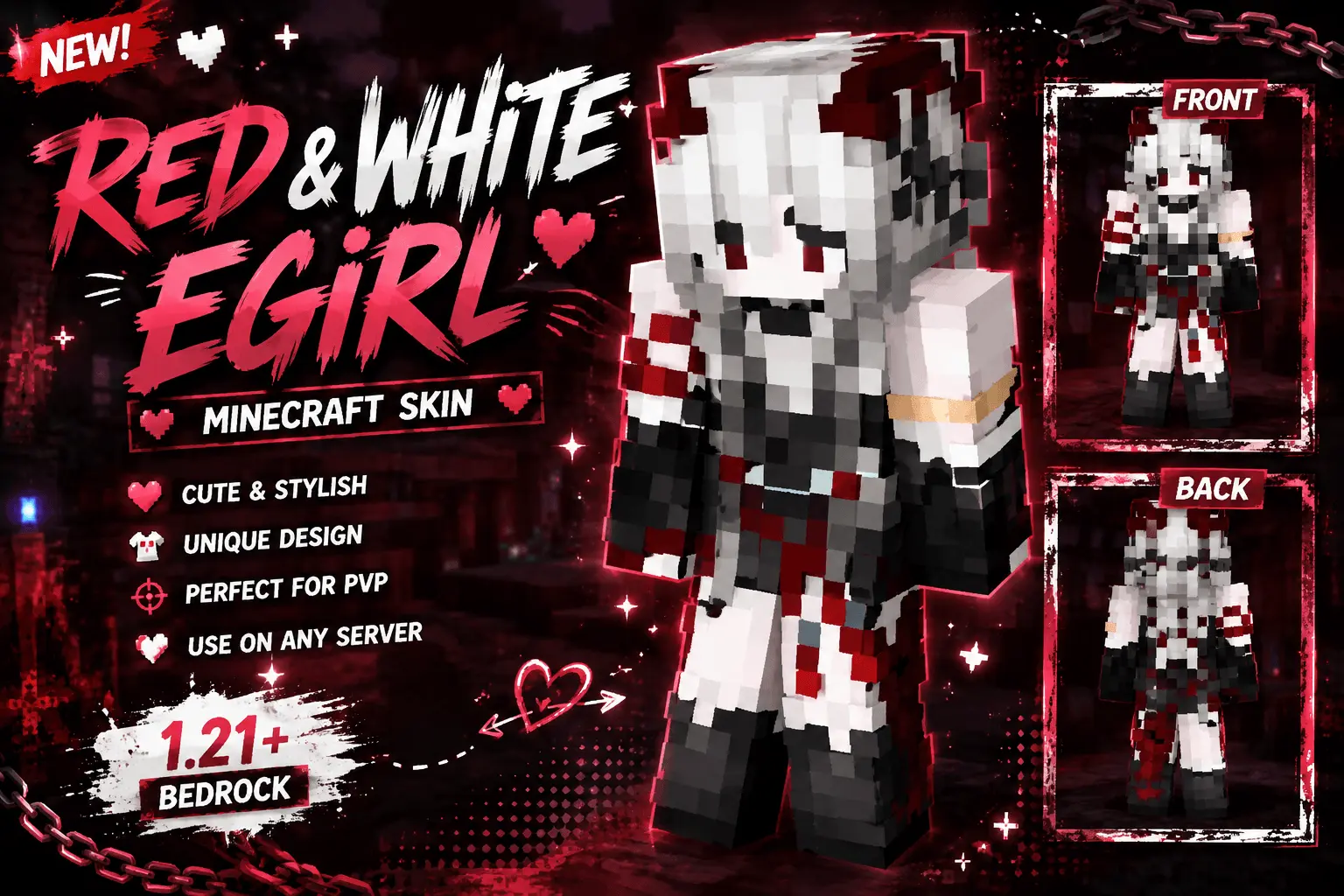 Red & White Egirl Skin pic 3